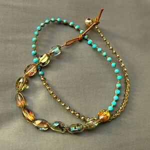 turquoise & sparkly beaded necklace
